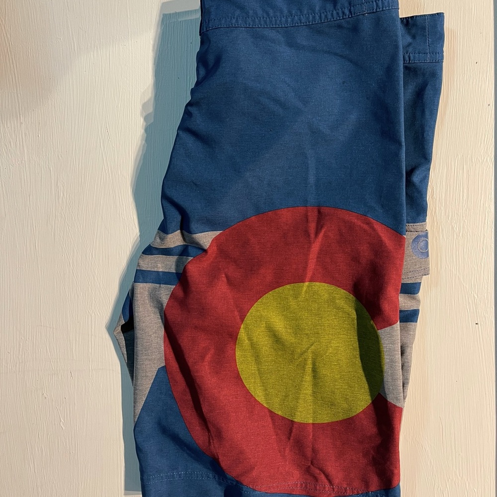 Colorado Bred board shorts. Great feel good fit for a 30-32.  Clean.